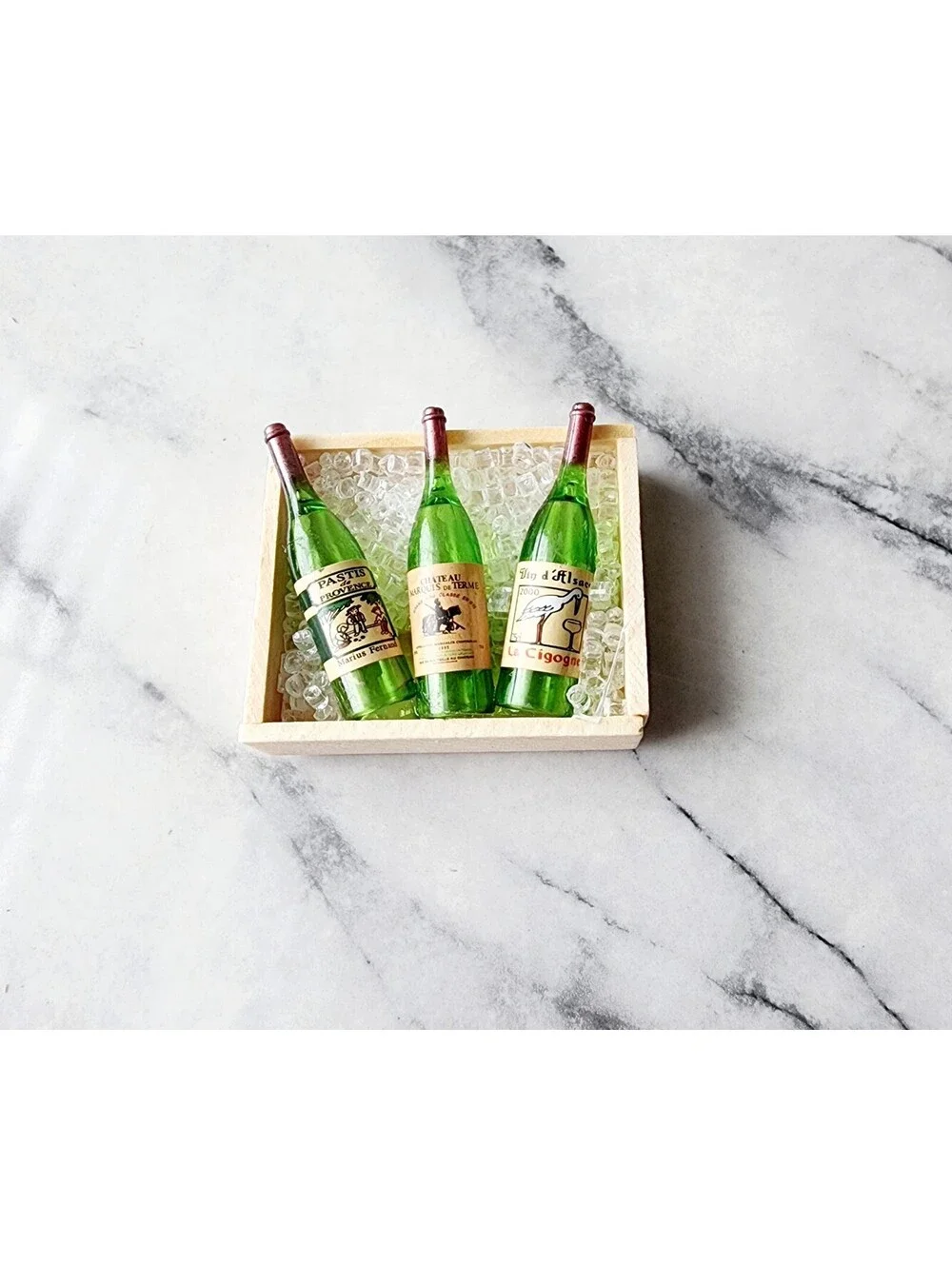 Miniature Drinks Wine Bottles in Crate Magnet Decor #2